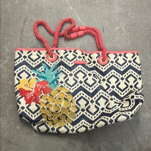 Vera bradley Vibrant Blue and‎ Red Geometric Tote Bag